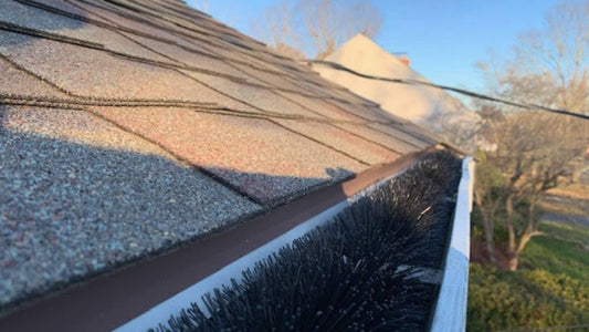 GutterBrush clog protection filling a 5 inch k style gutter