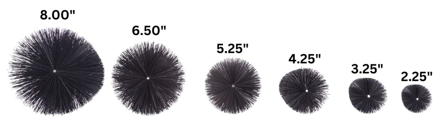 All GutterBrush Sizes 2.25 to 8.0 inch diameters
