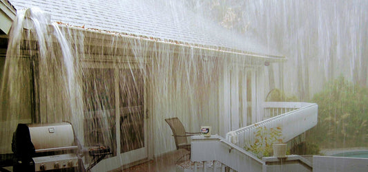 heavy rain downpour on roof.