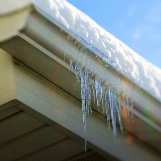 roof dam ice backup  in a gutter