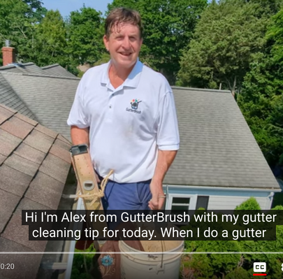 gutter cleaning tip with bucket and rag