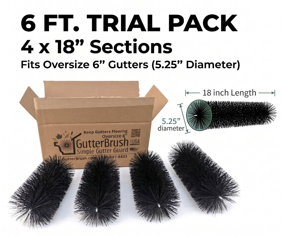 6 Inch GutterBrush Trial Pack – 4 x 18 Inch Sections (6 Ft. Total Coverage)