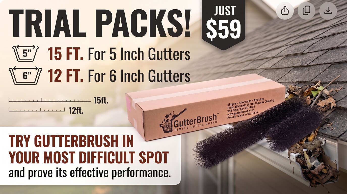 5 Inch Gutter Guard Trial Pack — Brush Leaf Guard for Standard Gutters (15 Ft.)