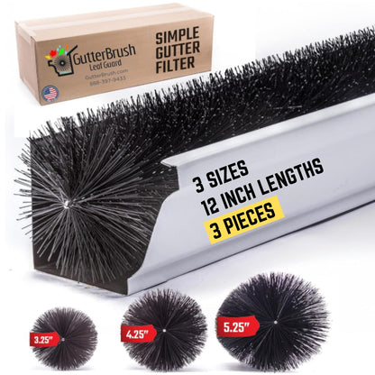 4 Inch Gutter Guards – Brush Leaf Guard for Small Gutters (3.25" Dia) – Gutter Protection Alternative to Screens & Filters - GutterBrush Gutter Guards